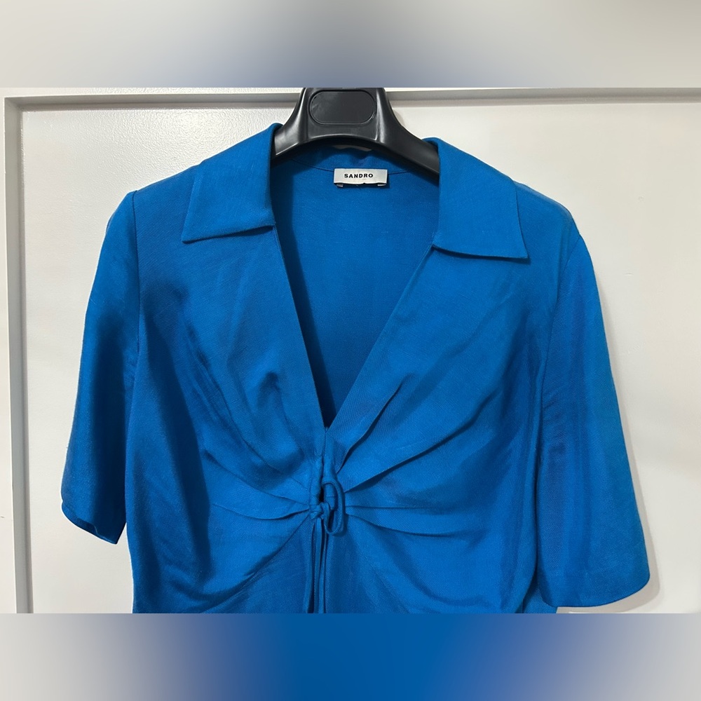 SANDRO
Bow-Detailed Ruched Twill Mini Dress - Picture 4 of 4